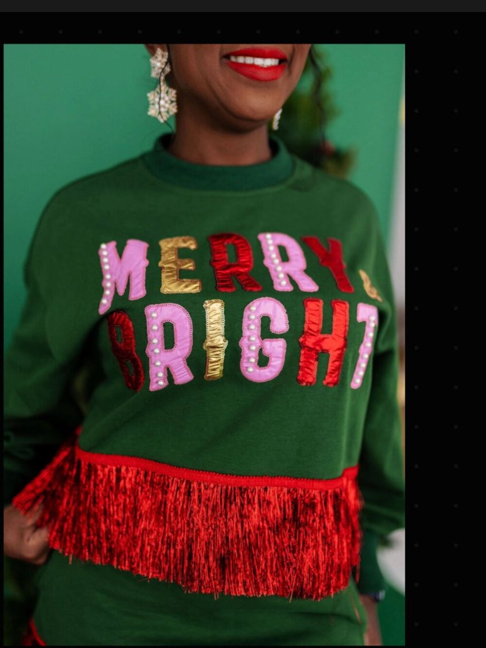 Merry & Bright Tinsel Fringe Sweatshirt